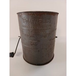 Antique Original 1920's Bromwell's Baking Sifter 3 Cup Original Wooden Handle